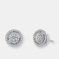 Genevive Genevive Sterling Silver Clear Round Cubic Zirconia Stud Earrings - Grey - 10MM W X 10MM L X 5MM D