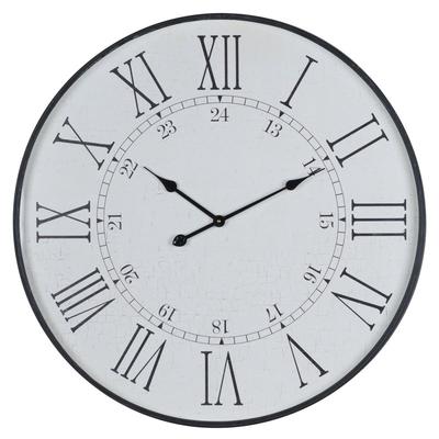 Hill Interiors Large Round Embossed Station Clock - White - ONE SIZE