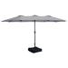 Sunnydaze Decor 15ft Double-Sided Outdoor Patio Umbrella With Crank Sandbag Base Market - Grey