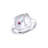 LuvMyJewelry Cancer Crab Ruby & Diamond Constellation Signet Ring In Sterling Silver - Grey - 8.5
