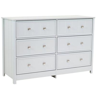 Sunnydaze Decor Beadboard Double Dresser With 6 Drawers - Gray - 31.5 in - Grey