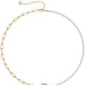 Rachel Glauber Rachel Glauber 14K Gold Plated Initial Pearl Link Chain Necklace - Gold - C