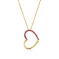 Genevive Genevive Kids/TeensSterling Silver 14k Gold Plated with Diamond Cubic Zirconia Heart Pendant Necklace - Red