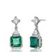 Genevive Genevive Sterling Silver Emerald Cubic Zirconia Drop Earrings - Green - 23MM