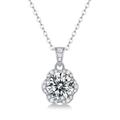 Stella Valentino Sterling Silver with 2ctw Lab Created Moissanite Cluster Lace Halo Flower Pendant Necklace - White - 18