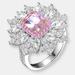 Genevive Sterling Silver Rose Gold Plated Morganite Cubic Zirconia Coctail Ring - Pink - 6