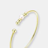 Genevive .925 Sterling Silver With Gold Plated Freshwater Pearl Bangle Bracelet - Yellow - 7.25"