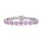 Genevive Sterling Silver with Oval Colored & Clear Cubic Zirconia Tennis Bracelet - Pink