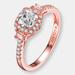 Genevive Sterling Silver Rose Gold Plated Cubic Zirconia Engagement Ring - Pink - 7