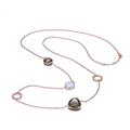 Genevive Sterling Silver Rose Gold Plated Multi Colored Cubic Zirconia Station Necklace - Pink - 18