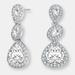 Genevive GENEVIVE Sterling Silver Cubic Zirconia Halo Three Tier Drop Earrings - White - 11MM W X 26.5MM L X 5MM D