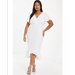 Quiz Plus Size V-Neck Frill Hem Midi Dress - White