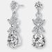 Genevive Genevive Sterling Silver Cubic Zirconia Cluster Accent Drop Earrings - Grey - 7MM W X 25.63MM L X 4.5MM D