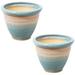 Sunnydaze Decor Sunnydaze Purlieu Ceramic Planter (Set Of 2) 12"- Shoreline - Blue