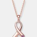 Genevive Sterling Silver Rose Gold Plated Loop Necklace - Pink - 18