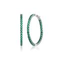 Rachel Glauber Rachel Glauber White Gold Plated with Emerald Cubic Zirconia Inside-Out Round Hoop Earrings - Green