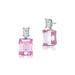 Genevive Sterling Silver White Gold Plated With Colored Cubic Zirconia Rectangle Dangle Earrings - Purple