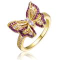 Rachel Glauber Young Adults/Teens 14k Yellow Gold Plated With Amethyst & Cubic Zirconia Butterfly Split Top Ring - Gold - 8