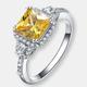 Genevive Sterling Silver Yellow Cubic Zirconia Halo Coctail Ring - Yellow - 8