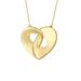Rachel Glauber Large 14k Gold Plated With Diamond Cubic Zirconia Modern Double Heart Half Cut-Out Entwined Necklace - Gold