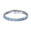 Genevive Sterling Silver with Colored Cubic Zirconia Tennis Bracelet. - Blue - 7.25