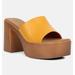 Rag & Co Scandal Slip On Block Heel Sandals In Tan - Yellow - US 5