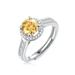 Stella Valentino Sterling Silver with 2ctw Fancy Yellow & White Lab Created Moissanite Halo Engagement Anniversary Adjustable Ring - Yellow - OS