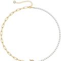 Rachel Glauber Rachel Glauber 14K Gold Plated Initial Pearl Link Chain Necklace - Gold - L