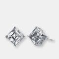 Genevive Genevive Sterling Silver Cubic Zirconia Square Stud Earrings - Grey - 6MM