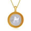 Genevive Sterling Silver Gold Plated Freshwater Pearl Pendant Necklace - Gold - 18