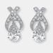 Genevive GENEVIVE Sterling Silver Cubic Zirconia Pear Stud Earrings - White - 6.35 MM W X 25 MM L X 3.23 D