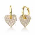 Rachel Glauber 14K Yellow Gold Plated With Cubic Zirconia Heart Dangle Infinity Hoop Drop Earrings - Gold - OS