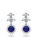 Genevive Sterling Silver With Round Blue Sapphire & Diamond Cubic Zirconia Formal Dangle Drop Cluster Earrings - Grey