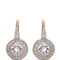 Genevive GENEVIVE Sterling Silver Rose Gold Plated Cubic Zirconia Round Drop Earrings - Pink - 16MM