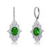 Genevive GENEVIVE Sterling Silver Emerald Cubic Zirconia Embelish Leverback Earrings - Green - 17MM X 38MM X 3.5MM
