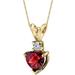 Peora 14 Karat Yellow Gold Heart Shape 1.50 Carats Garnet Diamond Pendant - Gold