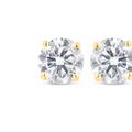 Haus of Brilliance 10K Yellow Gold over .925 Sterling Silver 1.00 Cttw Round Brilliant-Cut Diamond Classic 4-Prong Stud Earrings With Screw Backs - Yellow - OS