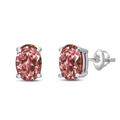 Haus of Brilliance 14K White Gold 1.0 Cttw Lab Grown Pink Oval 4 Prong Set Classic Diamond Solitaire Stud Earrings - Pink Color, VS2-SI1 Clarity - White