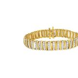 Haus of Brilliance 10K Yellow Gold Over .925 Sterling Silver 5.0 Cttw Diamond S Shaped Wave Link Two Tone 7â€� Tennis Bracelet - Yellow - 7