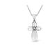 Haus of Brilliance .925 Sterling Silver Prong-Set Diamond Accent Floral Cross 18" Pendant Necklace - White - 18