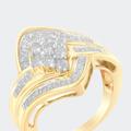 Haus of Brilliance 10 K Yellow Gold Over .925 Sterling Silver Diamond Bypass Cluster Ring - Yellow - 7.5