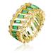 Genevive GV Sterling Silver 14k Yellow Gold Plated with Emerald & Baguette Eternity Band Ring - Green - 6