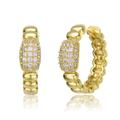 Genevive GV Sterling Silver 14k Yellow Gold Plated with Cubic Zirconia Scalloped Huggie Hoop Earrings - Gold - 19