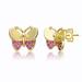 Genevive Children's 14k Gold Plated With Ruby Cubic Zirconia Pave Butterfly Stud Earrings - Gold - 8MM