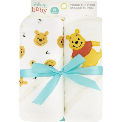 Cudlie Accessories LLC Winnie the Pooh Hooded Baby Towel 2 Pack - White