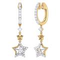 LuvMyJewelry Little Star Lucky Star Diamond Hoop Earrings in 14K Yellow Gold Vermeil on Sterling Silver - Gold