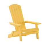 Merrick Lane Riviera Poly Resin Folding Adirondack Lounge Chair - All-Weather Indoor/Outdoor Patio Chair - Yellow