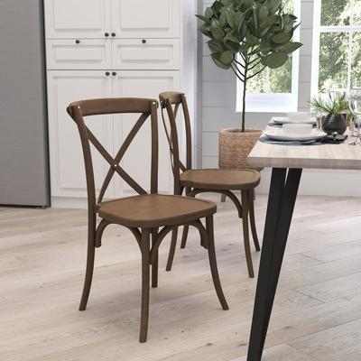 Merrick Lane Bardstown X-Back Bistro Style Wooden High Back Dining Chair In Light Brown - Brown
