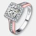 Genevive Sterling Silver Rose Gold Plated Cubic Zirconia Pave Engagement Ring - Pink - 8