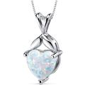 Peora White Opal Pendant Necklace Sterling Silver Heart 2.5 Carats - Blue